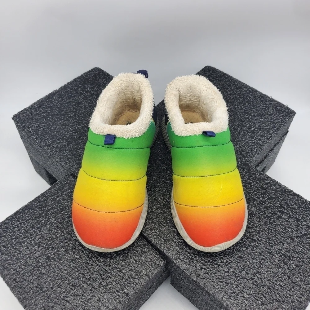 Lands' End Shoes Youth 4M Slippers Sherpa Cozy Fuzzy Lining Soft Upper